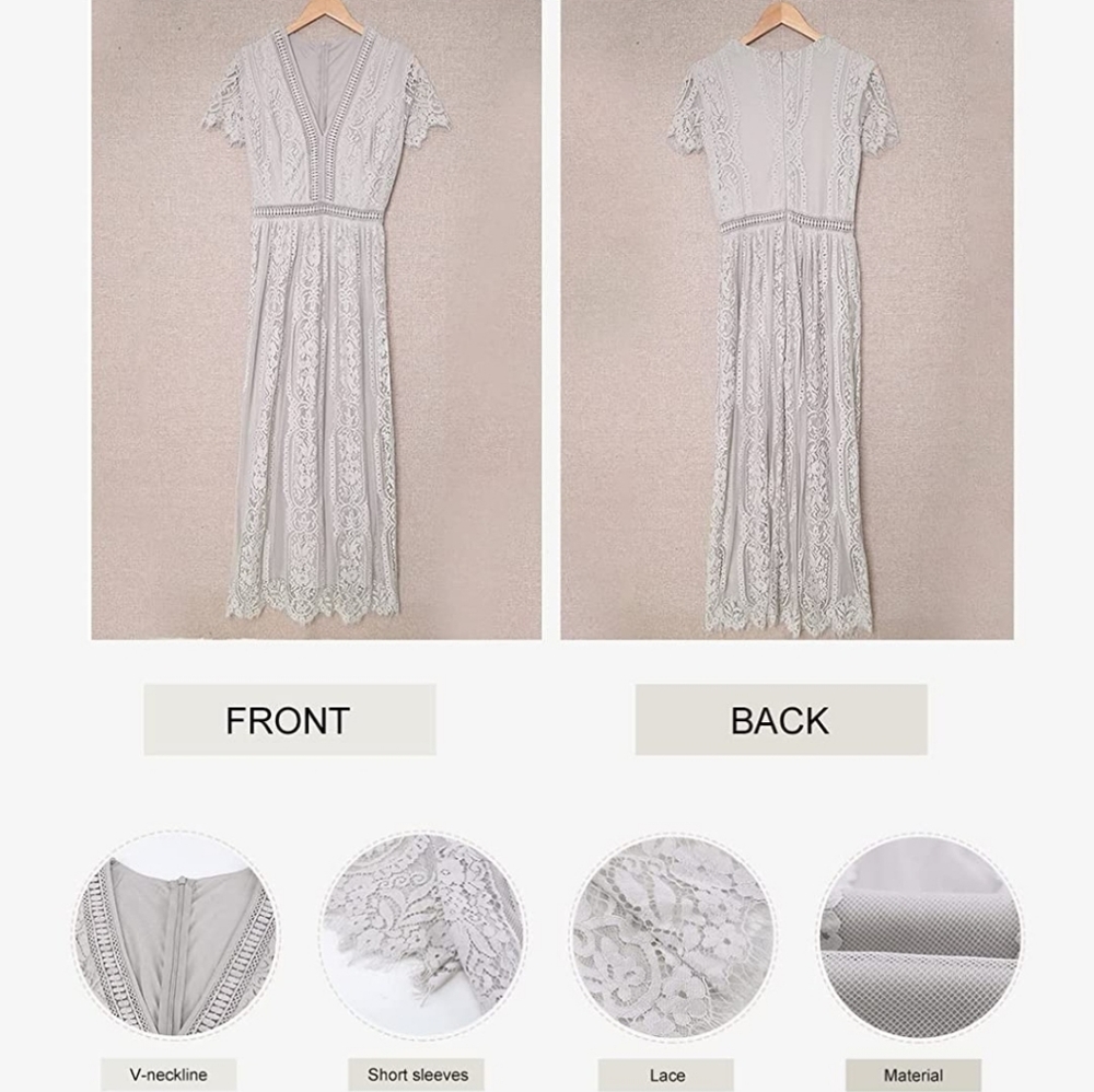Grey Boho Maxi Dress - Picture 2 of 5